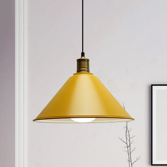 Suspension de plafond conique en métal moderniste - Orange/jaune, largeur 12"/14"