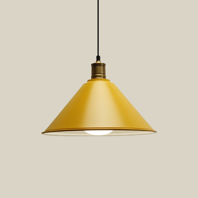 Suspension de plafond conique en métal moderniste - Orange/jaune, largeur 12"/14"