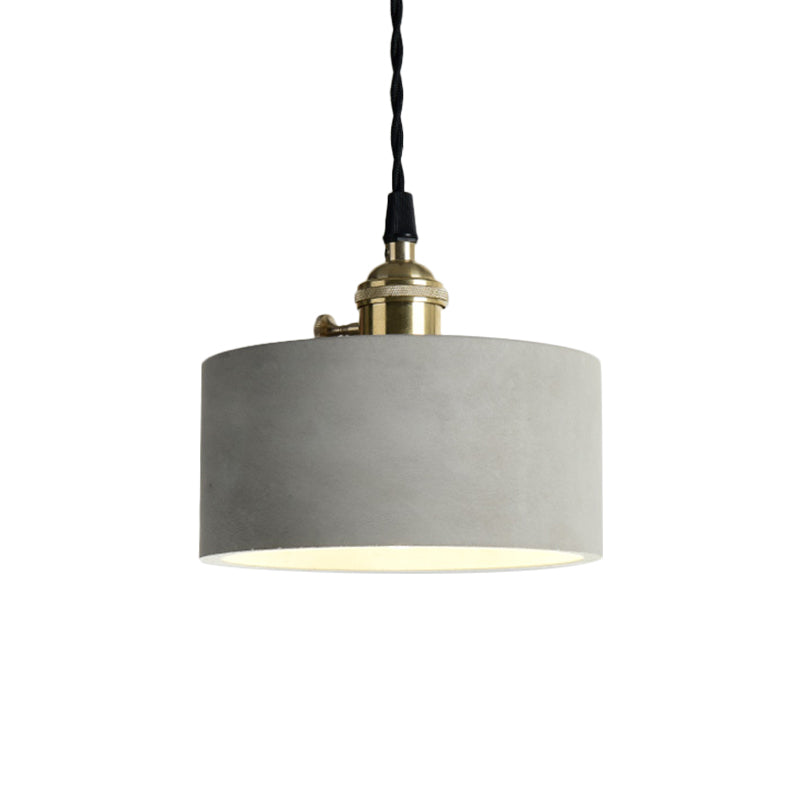Industrial Gray Cement And Metal Pendant Light Fixture - Cone/Round Design Ideal For Table Overhead