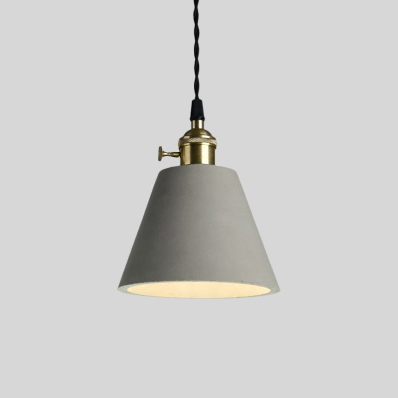 Industrial Gray Cement And Metal Pendant Light Fixture - Cone/Round Design Ideal For Table Overhead