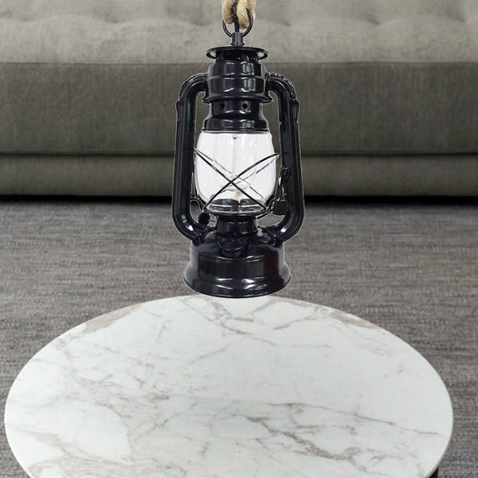 Plafonnier industriel en verre transparent pour café - Finition noir/bronze/laiton antique