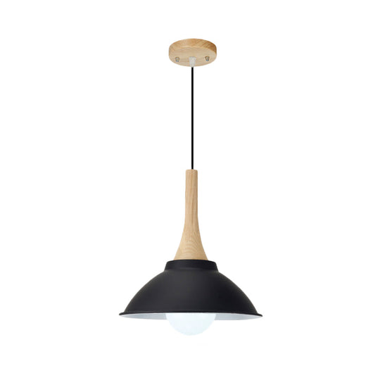 Contemporary Metal and Wood Hanging Pendant Ceiling Light in Black