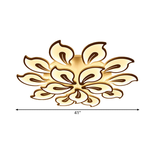 Modern Acrylic Bauhinia Flush Ceiling Light With Led 3/5/9-Light Fixture In Warm/White/Natural