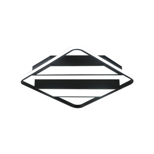 Modern Symmetrical Trapezoid Shade Flush Light Fixture - Black/White Integrated LED Ceiling Mount for Bedroom