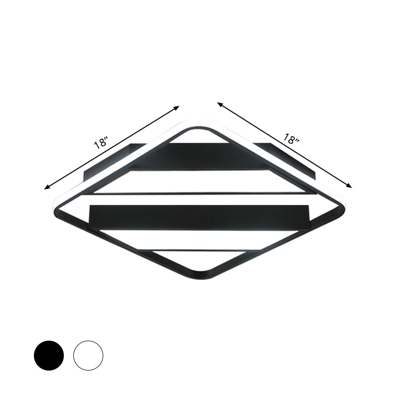 Modern Symmetrical Trapezoid Shade Flush Light Fixture - Black/White Integrated LED Ceiling Mount for Bedroom
