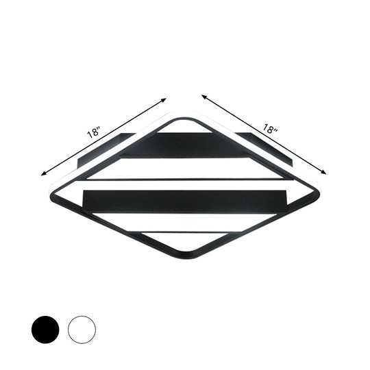 Modern Symmetrical Trapezoid Shade Flush Light Fixture - Black/White Integrated LED Ceiling Mount for Bedroom