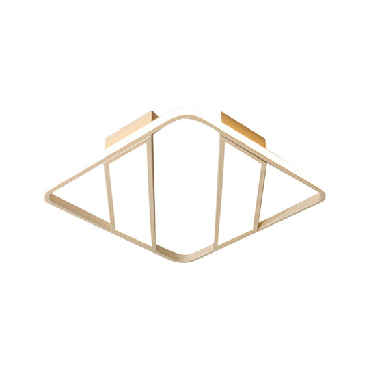 Modern Symmetrical Trapezoid Shade Flush Light Fixture - Black/White Integrated LED Ceiling Mount for Bedroom