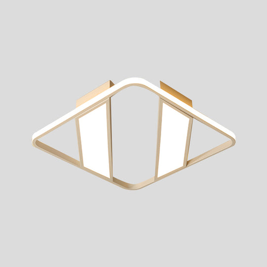 Modern Symmetrical Trapezoid Shade Flush Light Fixture - Black/White Integrated Led Ceiling Mount