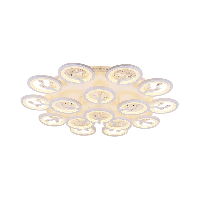 Modern Acrylic Tree Flush Mount Ceiling Light with LED and Crystal Accents - 3/6/9-Light Fixture in Warm/White/Natural Light