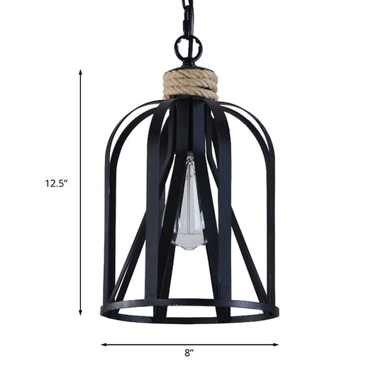 Retro Loft Pendant Light with Birdcage Shade and Metal Frame - Ideal for Restaurant or Home