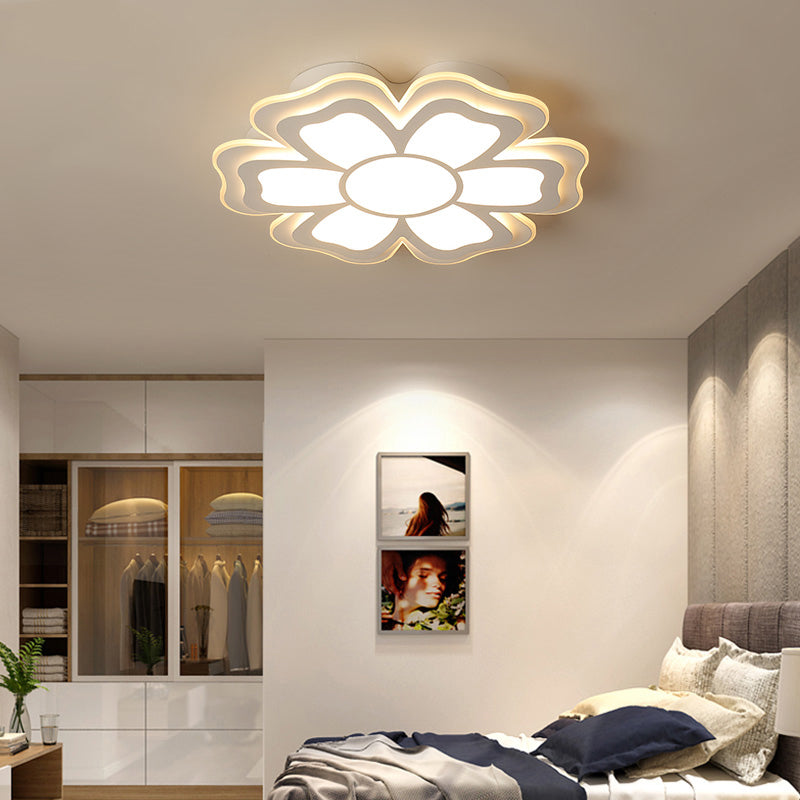 Modern Creative Flower Flush Mount Light with Acrylic Diffuser - LED Bedroom Ceiling Flush in Warm/White - Multiple Size Options