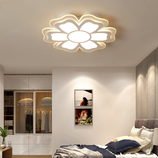 Modern Creative Flower Flush Mount Light with Acrylic Diffuser - LED Bedroom Ceiling Flush in Warm/White - Multiple Size Options