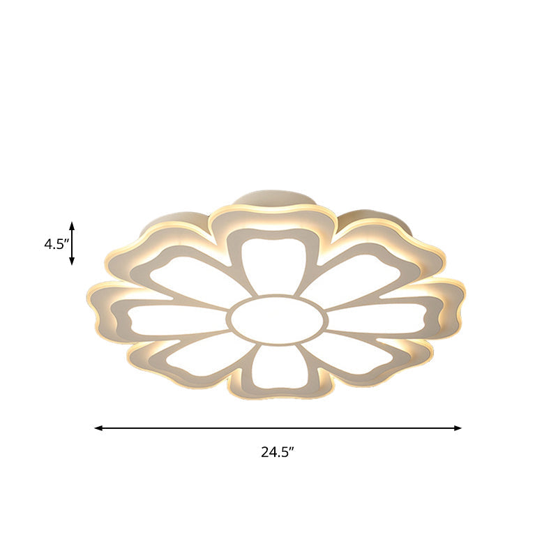 Modern Creative Flower Flush Mount Light with Acrylic Diffuser - LED Bedroom Ceiling Flush in Warm/White - Multiple Size Options