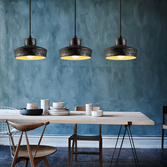 Industrial Style Iron Pendant Light Fixture - 4-Light Aged Black Shade - Indoor Hanging Lighting