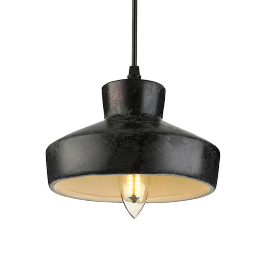Industrial Style Iron Pendant Light Fixture - 4-Light Aged Black Shade - Indoor Hanging Lighting