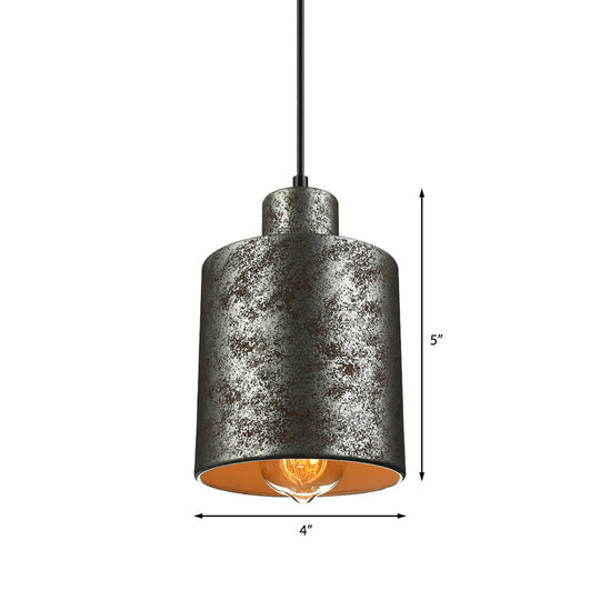 Industrial Style Iron Pendant Light Fixture - 4-Light Aged Black Shade - Indoor Hanging Lighting