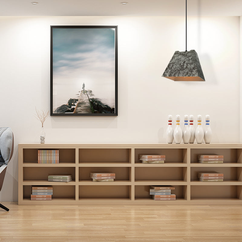 Industrial Style Iron Pendant Light Fixture - 4-Light Aged Black Shade - Indoor Hanging Lighting