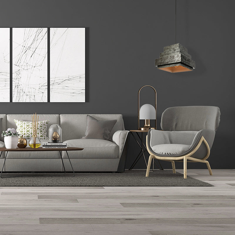 Industrial Style Iron Pendant Light Fixture - 4-Light Aged Black Shade - Indoor Hanging Lighting