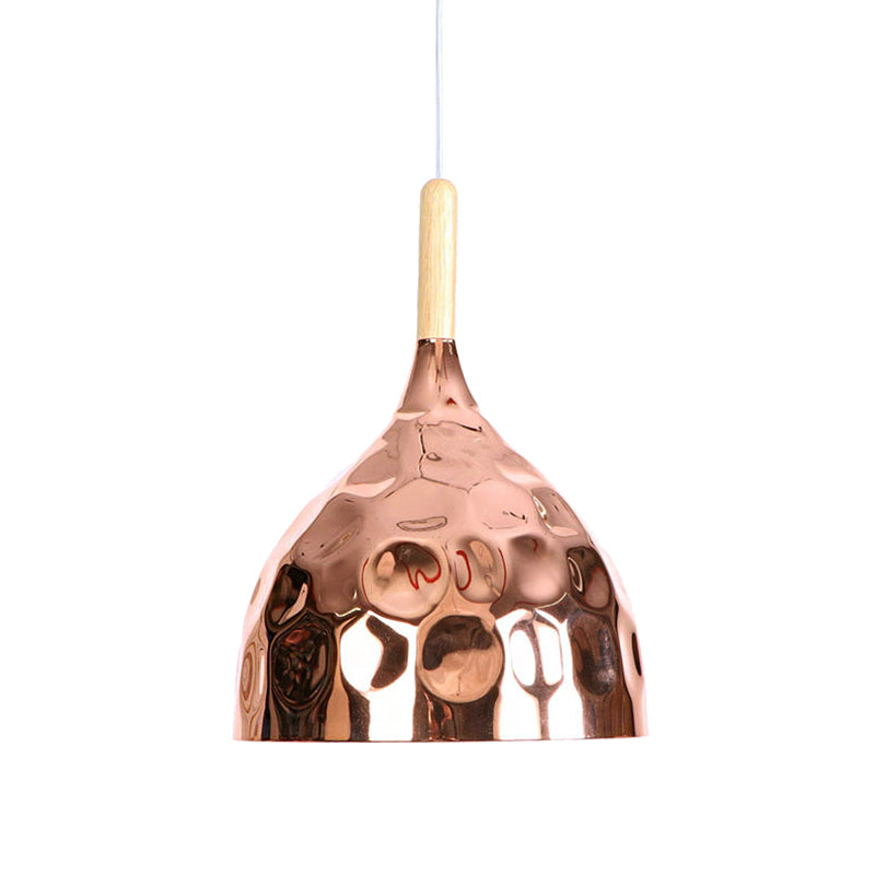 Retro Style Rose Gold Metal Dome Pendant Light For Dining Table