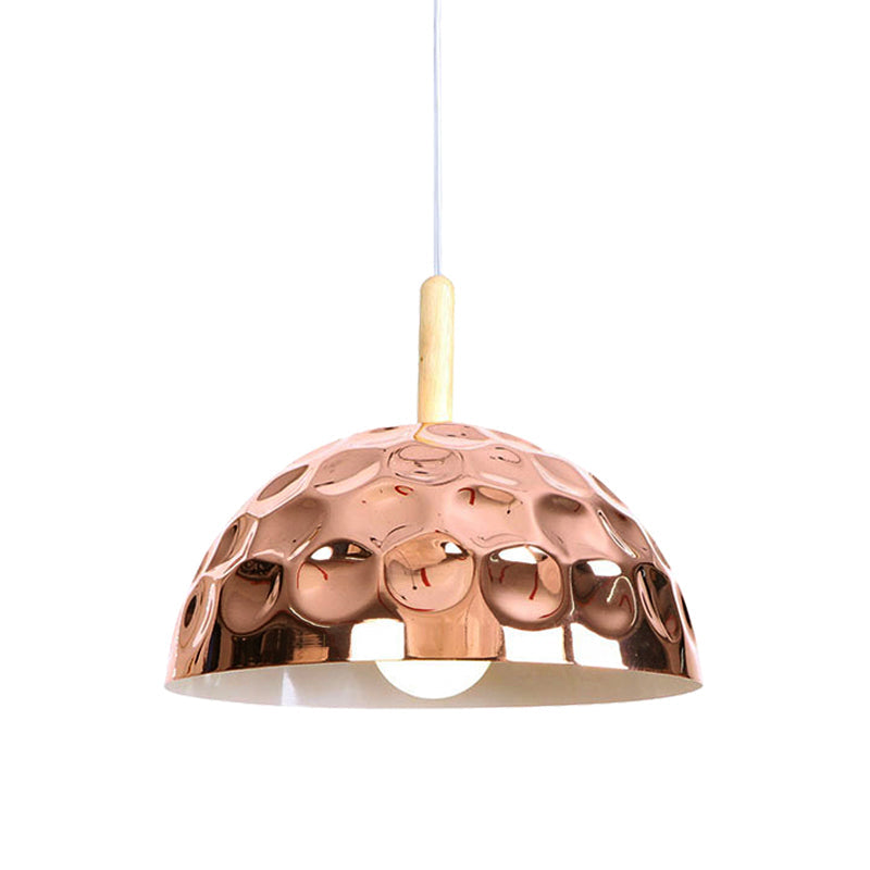 Retro Style Rose Gold Metal Dome Pendant Light For Dining Table