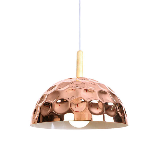 Retro Style Rose Gold Metal Dome Pendant Light For Dining Table
