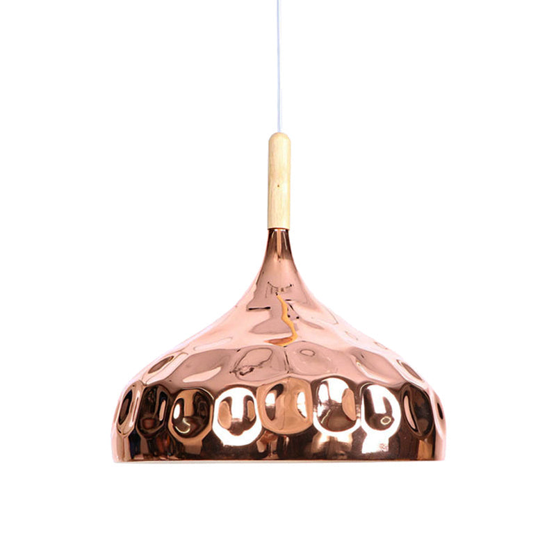 Retro Style Rose Gold Metal Dome Pendant Light For Dining Table