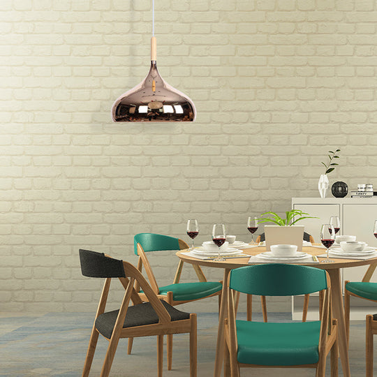 Modernist Pendant Lighting: Stylish Chrome/Gold/Rose Gold Metallic Suspended Light for Dining Table