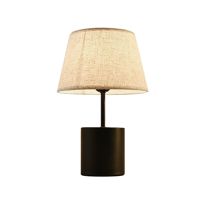 Modern Tapered Reading Book Light: Fabric Led Desk Lamp In Black/White For Bedside