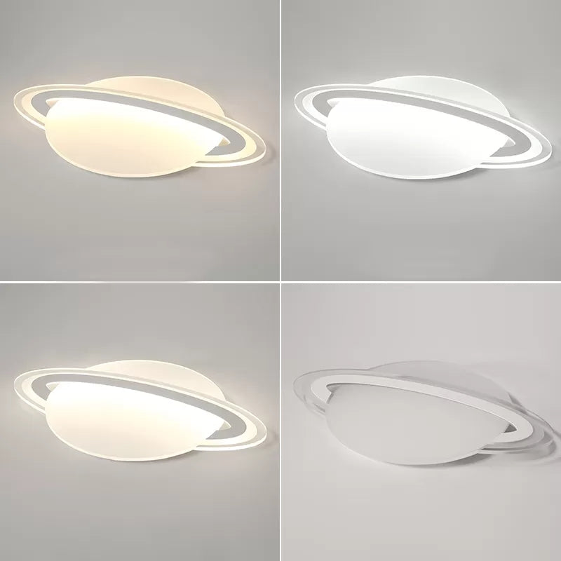 Modern Planet Shaped Ceiling Mount Light in White for Boys Bedroom