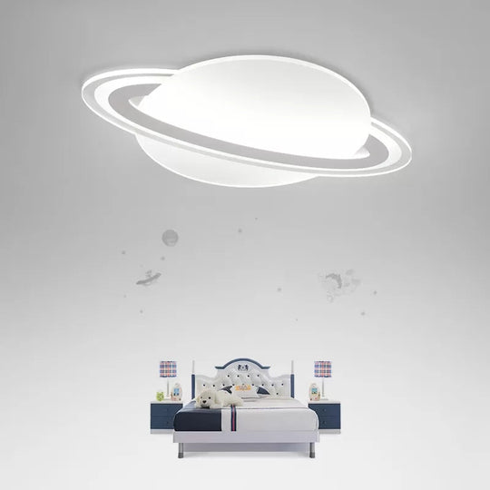 Modern Planet Shaped Ceiling Mount Light In White For Boys Bedroom / 12