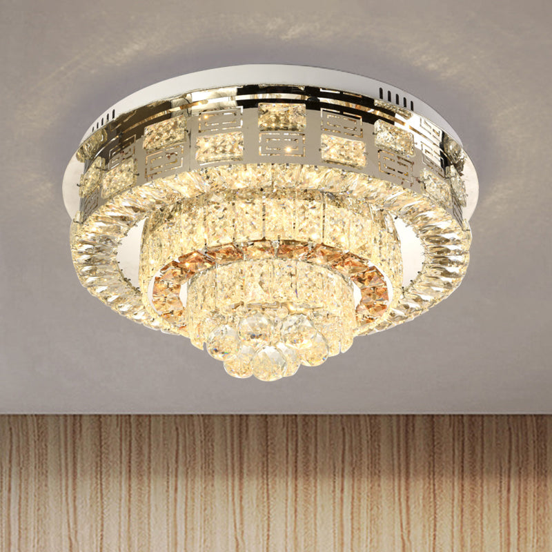 Crystal Ceiling Mount Led Flush Lamp With Contemporary Design Clear / Round