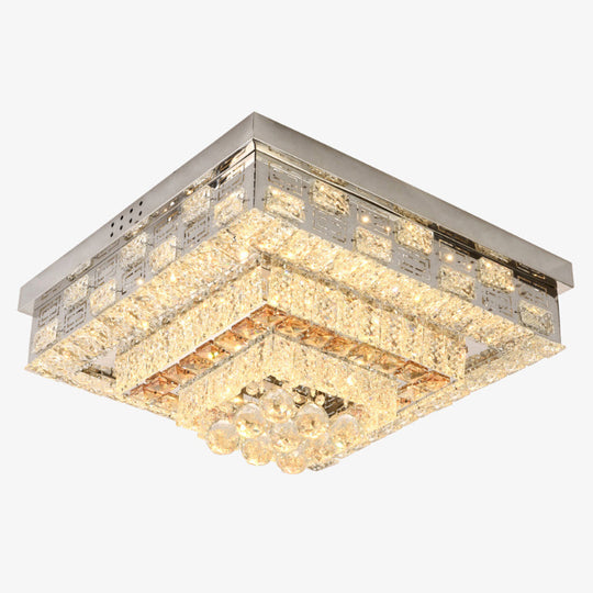 Crystal Ceiling Mount Led Flush Lamp With Contemporary Design