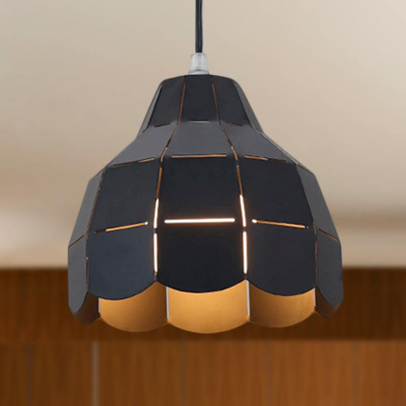 Modern Nordic Metal Pendant Light - Black/Gray/White/Yellow/Blue - Folded Design - 1 Light - Dining Room Hanging Lamp