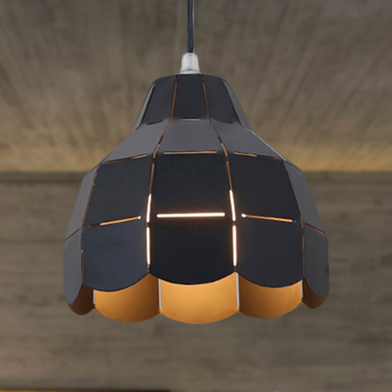 Modern Nordic Metal Pendant Light - Black/Gray/White/Yellow/Blue - Folded Design - 1 Light - Dining Room Hanging Lamp