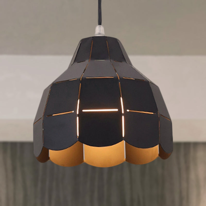 Modern Nordic Metal Pendant Light - Black/Gray/White/Yellow/Blue - Folded Design - 1 Light - Dining Room Hanging Lamp