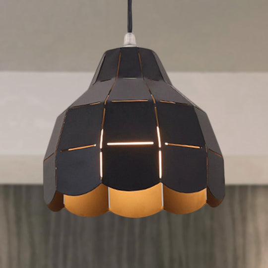 Modern Nordic Metal Pendant Light - Black/Gray/White/Yellow/Blue - Folded Design - 1 Light - Dining Room Hanging Lamp