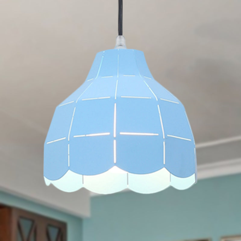 Modern Nordic Metal Pendant Light - Black/Gray/White/Yellow/Blue - Folded Design - 1 Light - Dining Room Hanging Lamp