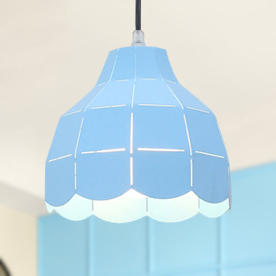 Modern Nordic Metal Pendant Light - Black/Gray/White/Yellow/Blue - Folded Design - 1 Light - Dining Room Hanging Lamp