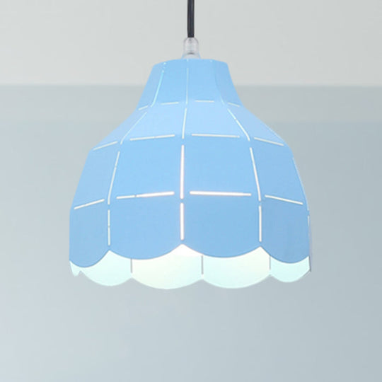 Modern Nordic Metal Pendant Light - Black/Gray/White/Yellow/Blue - Folded Design - 1 Light - Dining Room Hanging Lamp