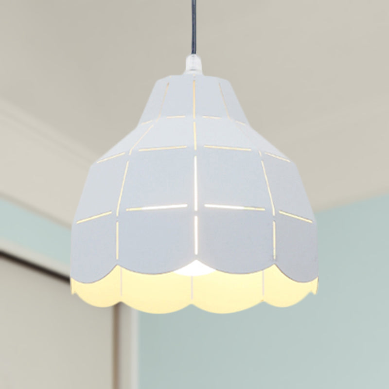 Modern Nordic Metal Pendant Light - Black/Gray/White/Yellow/Blue - Folded Design - 1 Light - Dining Room Hanging Lamp