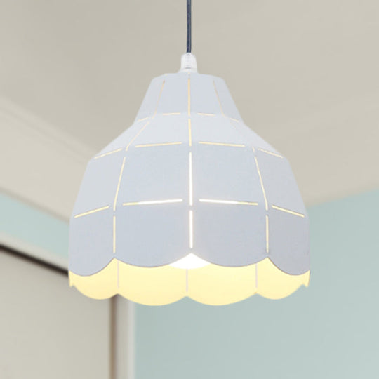 Modern Nordic Metal Pendant Light - Black/Gray/White/Yellow/Blue - Folded Design - 1 Light - Dining Room Hanging Lamp