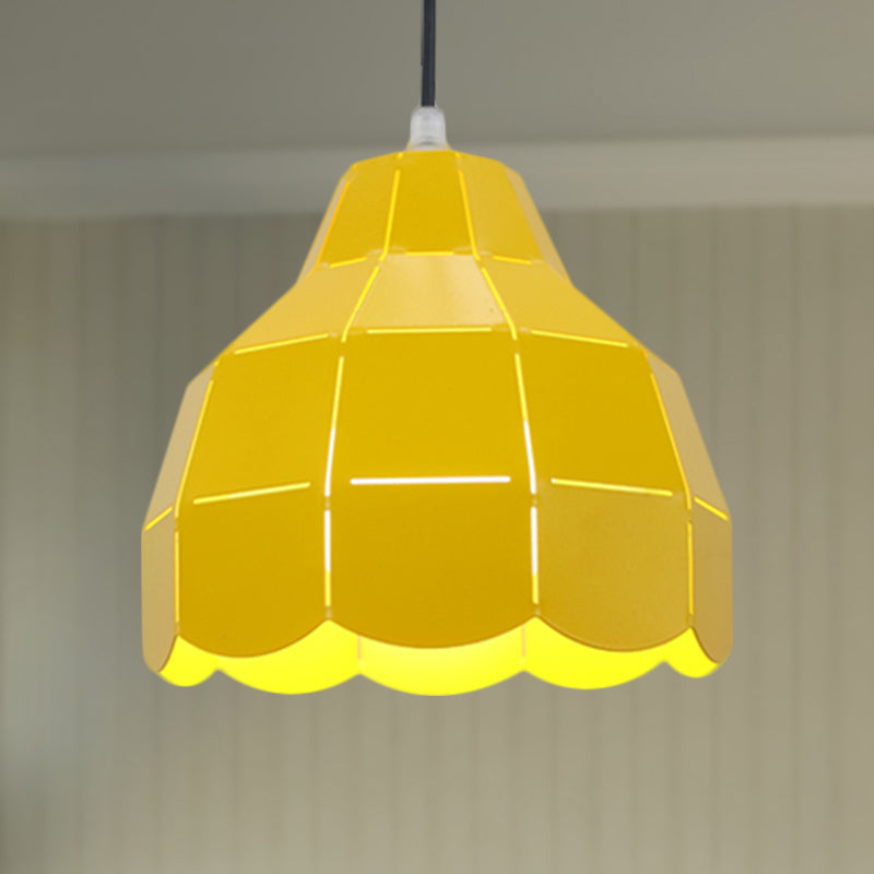 Modern Nordic Metal Pendant Light - Black/Gray/White/Yellow/Blue - Folded Design - 1 Light - Dining Room Hanging Lamp