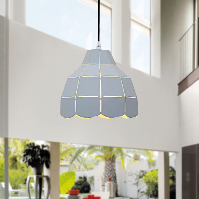 Modern Nordic Metal Pendant Light - Black/Gray/White/Yellow/Blue - Folded Design - 1 Light - Dining Room Hanging Lamp