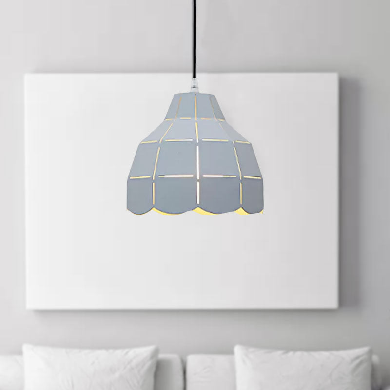 Modern Nordic Metal Pendant Light - Black/Gray/White/Yellow/Blue - Folded Design - 1 Light - Dining Room Hanging Lamp