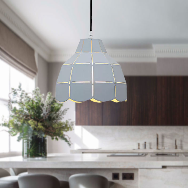 Modern Nordic Metal Pendant Light - Black/Gray/White/Yellow/Blue - Folded Design - 1 Light - Dining Room Hanging Lamp