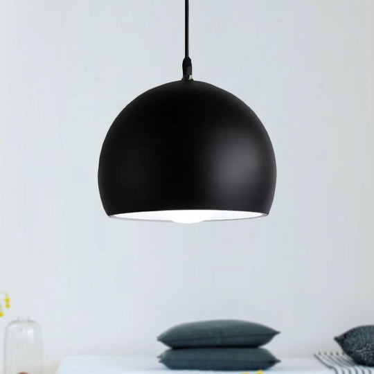 Industrial Style Metallic 1 Head Hanging Pendant Lamp - Black Globe Shade, 8"/10"/14" Width - Perfect for Kitchen