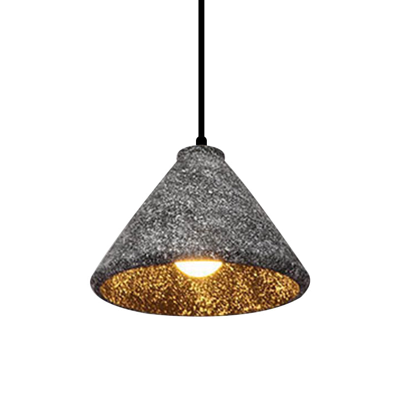 Industrial Style Hanging Lamp - 6.5"/10"/10.5" Dia Conical Cement Pendant Light, Grey - 1 Light for Dining Table