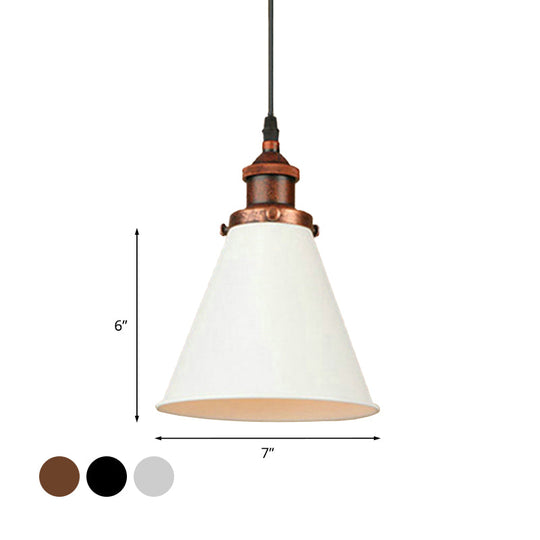 Retro Style Metal Pendant Light with Black/Chrome/Rust Finish - Ideal for Kitchen - 1 Bulb Hanging Ceiling Lighting