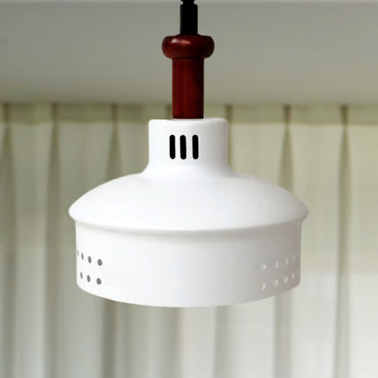 Modern Black Barn Shade Ceiling Pendant Light with Metallic Bulb for Stairways