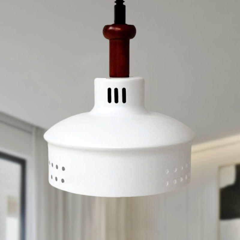 Modern Black Barn Shade Ceiling Pendant Light with Metallic Bulb for Stairways